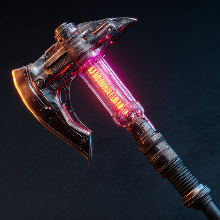 Futuristic welding torch on a dark background. 3d renderingの素材