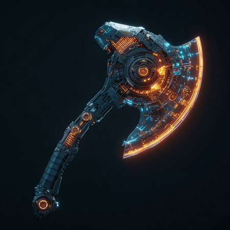 Futuristic robot arm. 3D rendering on dark background.の素材