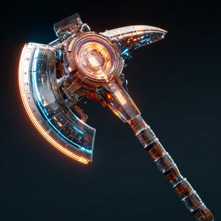 Futuristic robot with neon light. 3d render illustration.の素材