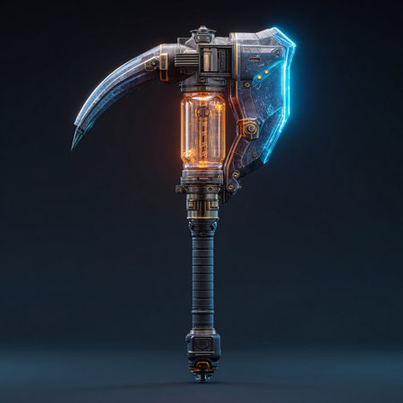 3d rendering of a robot with an electric head on a dark backgroundの素材