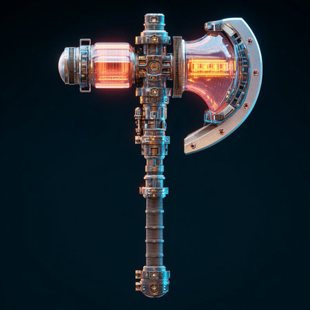 3D rendering of a steampunk robot isolated on a black backgroundの素材