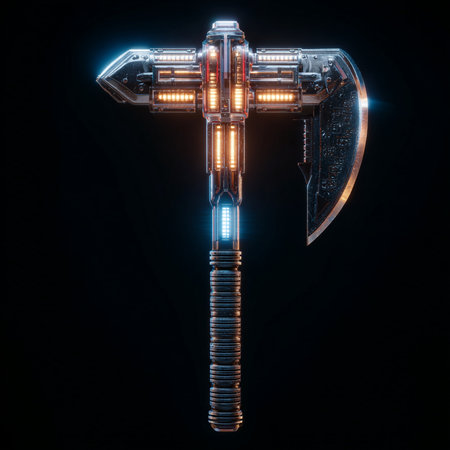 Futuristic spaceship with neon lights on black background. 3D renderingの素材