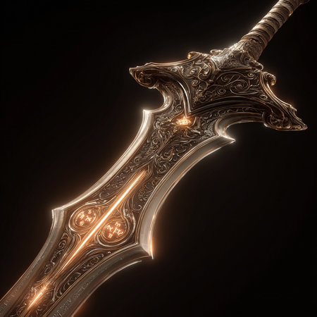 Digital illustration of a saber in digital background. 3d renderingの素材