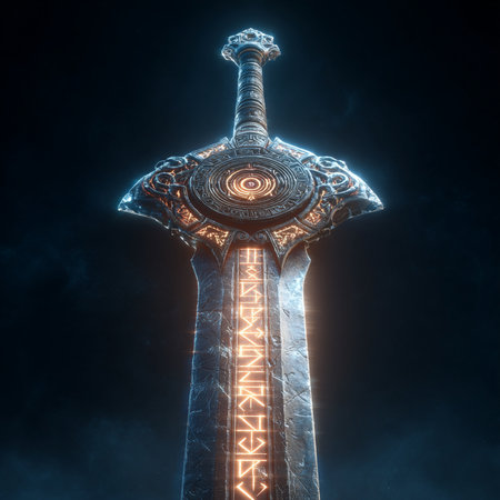 Digital illustration of a sword in the shape of a cross. 3d renderingの素材