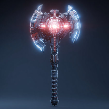 3D rendering of a robot made of neon lights on a dark backgroundの素材