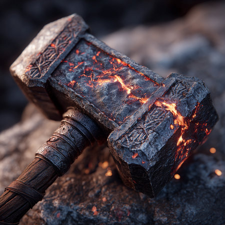 Ax with a burning fire on the background of coal. Close-upの素材