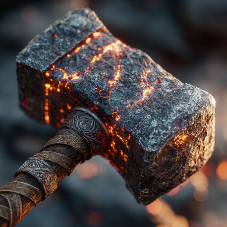 Ax on the background of a burning fireplace. Close-up.の素材