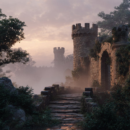 Sunrise at the Great Wall of China. The Great Wall of China is a UNESCO World Heritage Site.の素材
