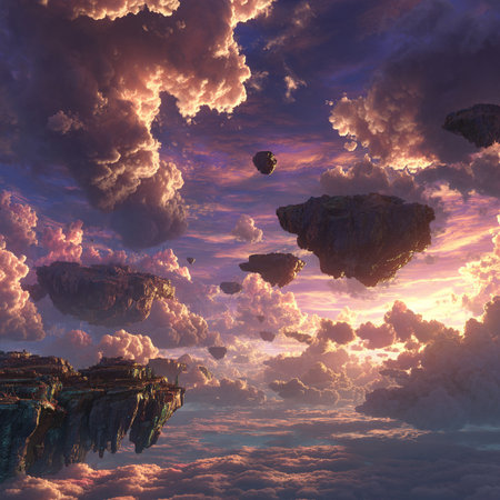 Fantasy alien planet. Mountain and sky. 3D illustrations.の素材