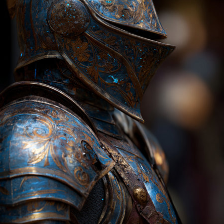 Medieval armor close-up. Metal armor of the medieval knight.の素材