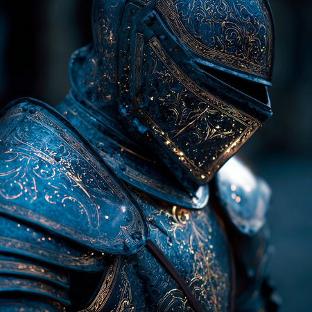 Closeup of a medieval knight's armor, detail of the armorの素材