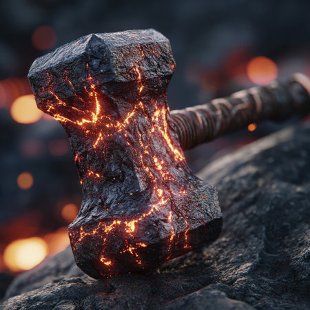 Ax with sparks on the background of a burning campfire.の素材