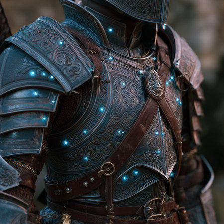 Armor of the medieval knight. Metal armor of the medieval knight.の素材