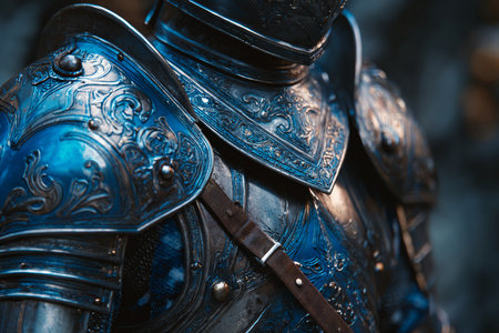 Armor of the medieval knight. Metal protection of the soldier against the weapon of the opponentの素材