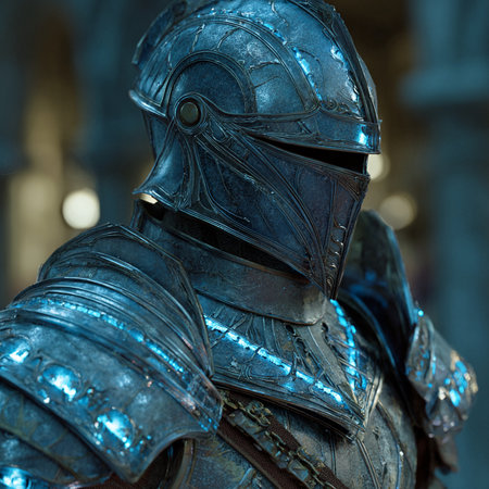 Armor of the medieval knight. Metal protection of the soldier against the weapon of the opponentの素材