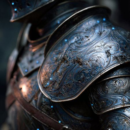 Armor of the medieval knight. Metal protection of the soldier against the weapon of the opponent.の素材