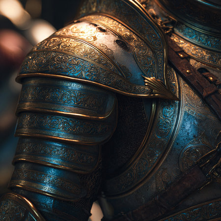 Armor of the medieval knight. Metal protection of the soldier against the weapon of the opponent.の素材