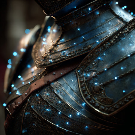 Armor of the medieval knight. Metal protection of the soldier against the weapon of the opponentの素材