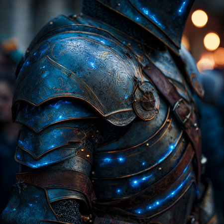 Armor of the medieval knight. Metal protection of the soldier against the weapon of the opponentの素材