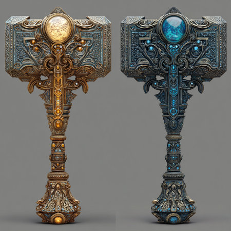 Crosses with precious stones on a gray background. 3d illustrationの素材