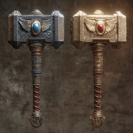 Two old antique antique metal camera on a gray background. 3d renderingの素材