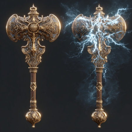 Cross with lightning in the dark. 3D illustrations. Vintage styles.の素材