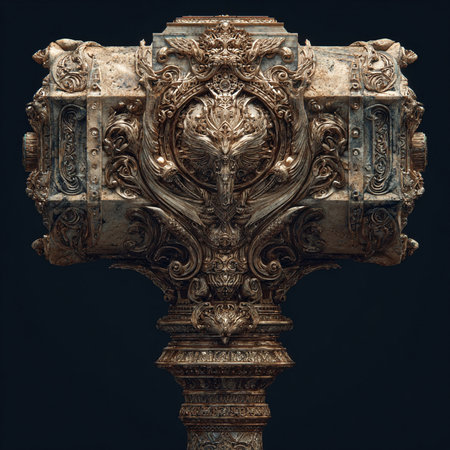 Detail of an ancient Greek column made of bronze, isolated on black backgroundの素材