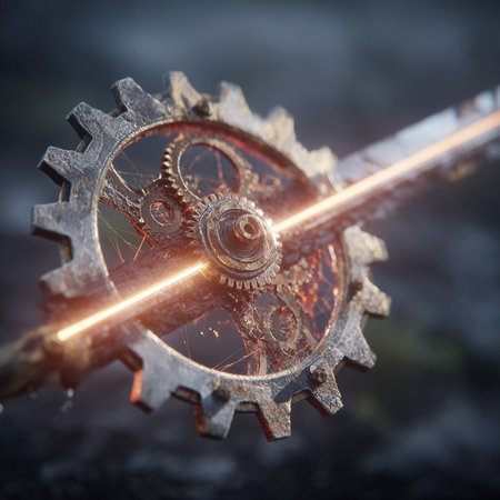 Close-up of gears and cogs mechanism. Conceptual imageの素材