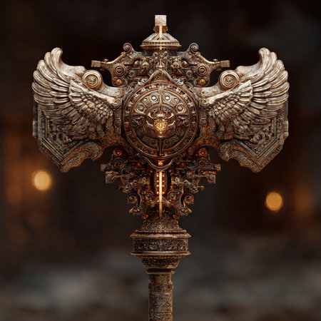 Medieval knight's cross in the medieval castle. 3d renderingの素材