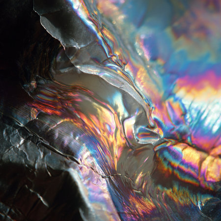 Macro shot of a crystal in polarized light. Abstract background.の素材
