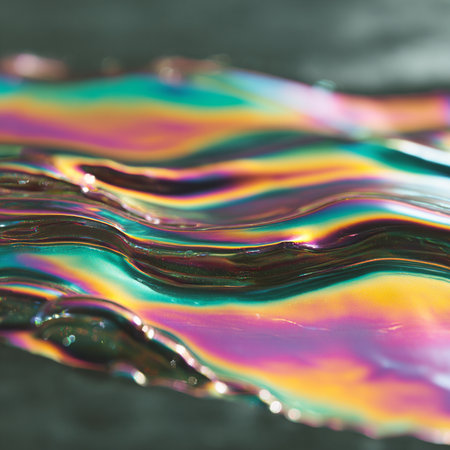 Macro shot of colorful water surface, abstract background. Macro photography of nature.の素材
