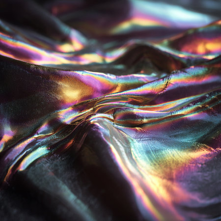 abstract background, texture, pattern. Silk fabric with a holographic effectの素材