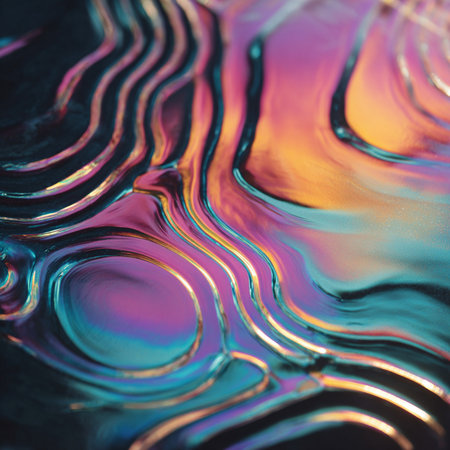 abstract background of colorful water surface with waves and reflection. macroの素材