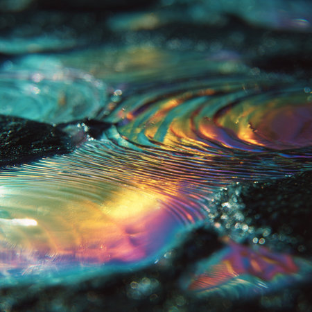 Raindrops on the surface of the water. Close-up.の素材