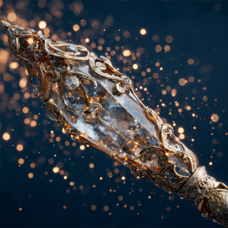 Close up view of a crystal bottle with water drops on it.の素材