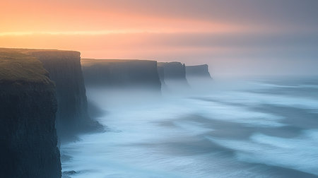Cliffs of Moher at sunset, Ireland. Long exposure.の素材