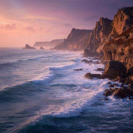Beautiful seascape at sunset. Tenerife, Canary Islands, Spainの素材