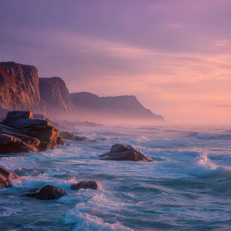 Beautiful seascape at sunrise. Dramatic sky. Natural composition.の素材