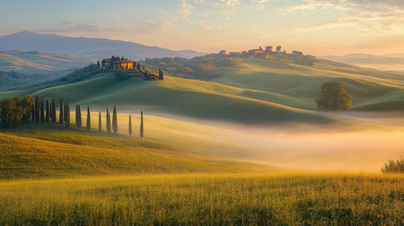 Tuscan landscape in Tuscany, Italy, Europe.の素材