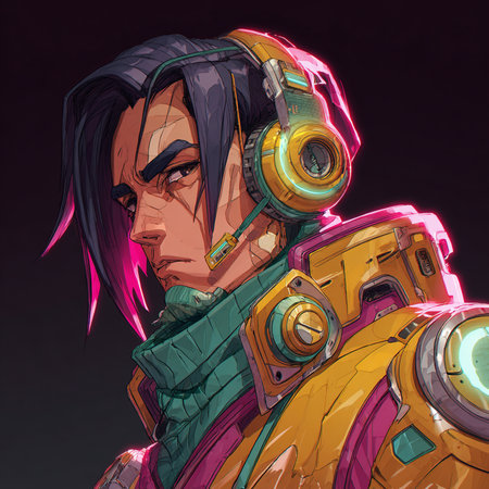 Futuristic woman in space suit. Vector illustration of a female astronautの素材