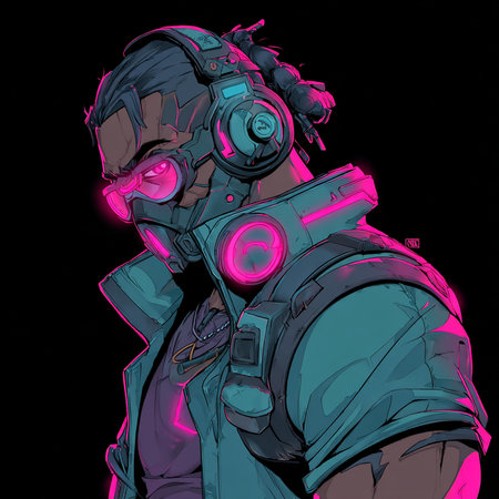 Portrait of a man in a gas mask on a black backgroundの素材