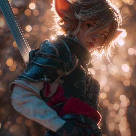 Portrait of a girl in a costume of a fantasy warrior.の素材