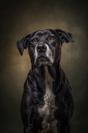 Studio portrait of a black and white staffordshire terrier.の素材
