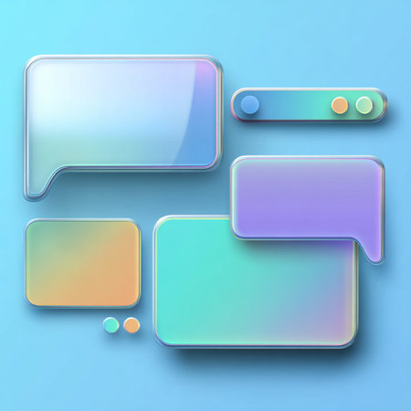 Set of colorful speech bubbles on a blue background. Vector illustration.の素材