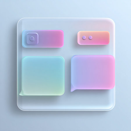 Transparent glass speech bubbles on a blue background. Vector illustration.の素材