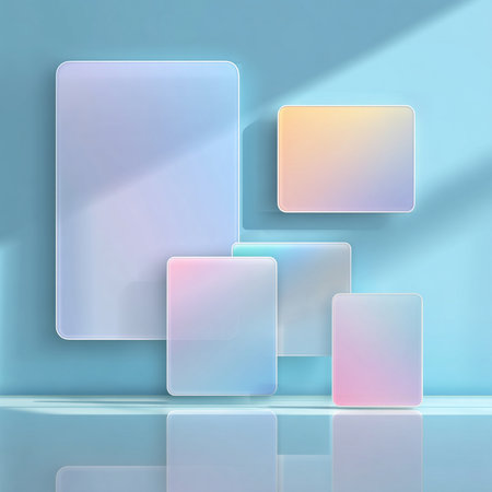 Abstract background with blue and pink squares. 3d render illustration.の素材