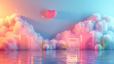 Valentine's day background. 3d rendering, 3d illustration.の素材