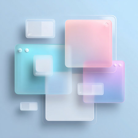 Colorful glossy squares on the blue background. Eps 10 vector file.の素材