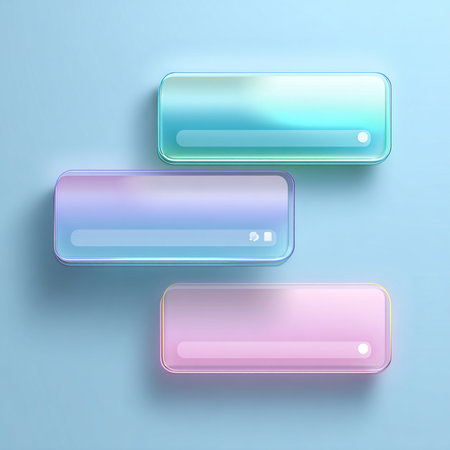 Glossy glass buttons on a blue background. Vector illustration.の素材