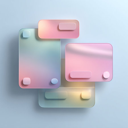 Illustration of abstract background with glossy web buttons in pastel colorsの素材